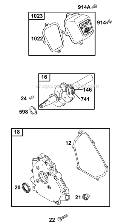 Page C Diagram and Parts List for 12B400  Briggs and Stratton Engine